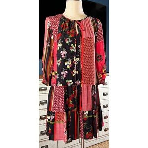 Nicole Miller Patchwork Silk Blend Tunic Dress Size P/XS